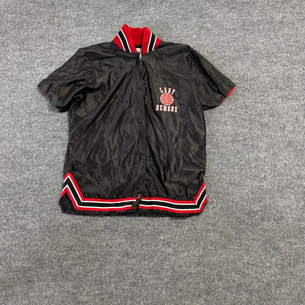 DeLong Jacket Womens Size 40 Black Vintage Lady Demons Varsity Short Sleeve Snap